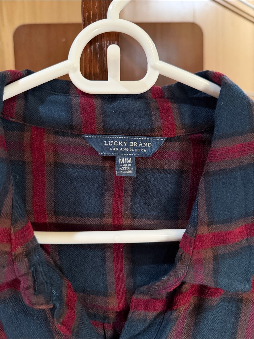 Lucky Brand Men's Red & Navy Plaid Button-Down Shirt - Picture 2 of 3
